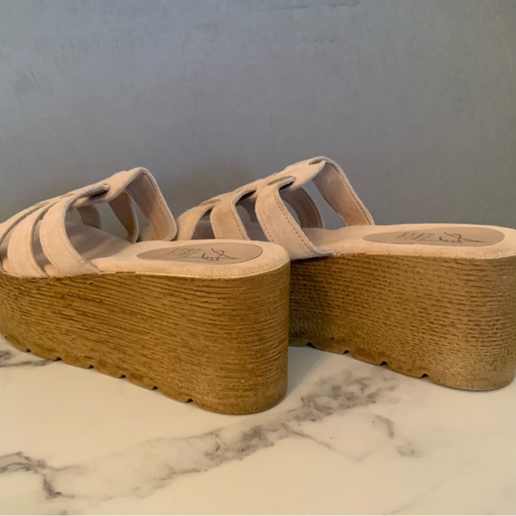 Athena Handmade Greek Summer Sandals Wedge Platform Creamy nude colour Size 9 - Picture 3 of 7